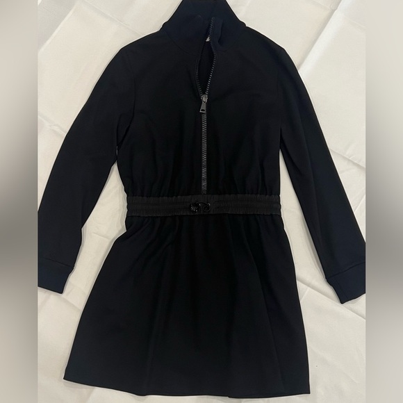 Moncler Half Zip Long Sleeve Black Dress - Picture 1 of 6